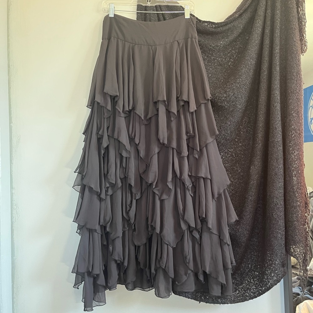 Free People Black Chiffon Ruffle Maxi Skirt 4